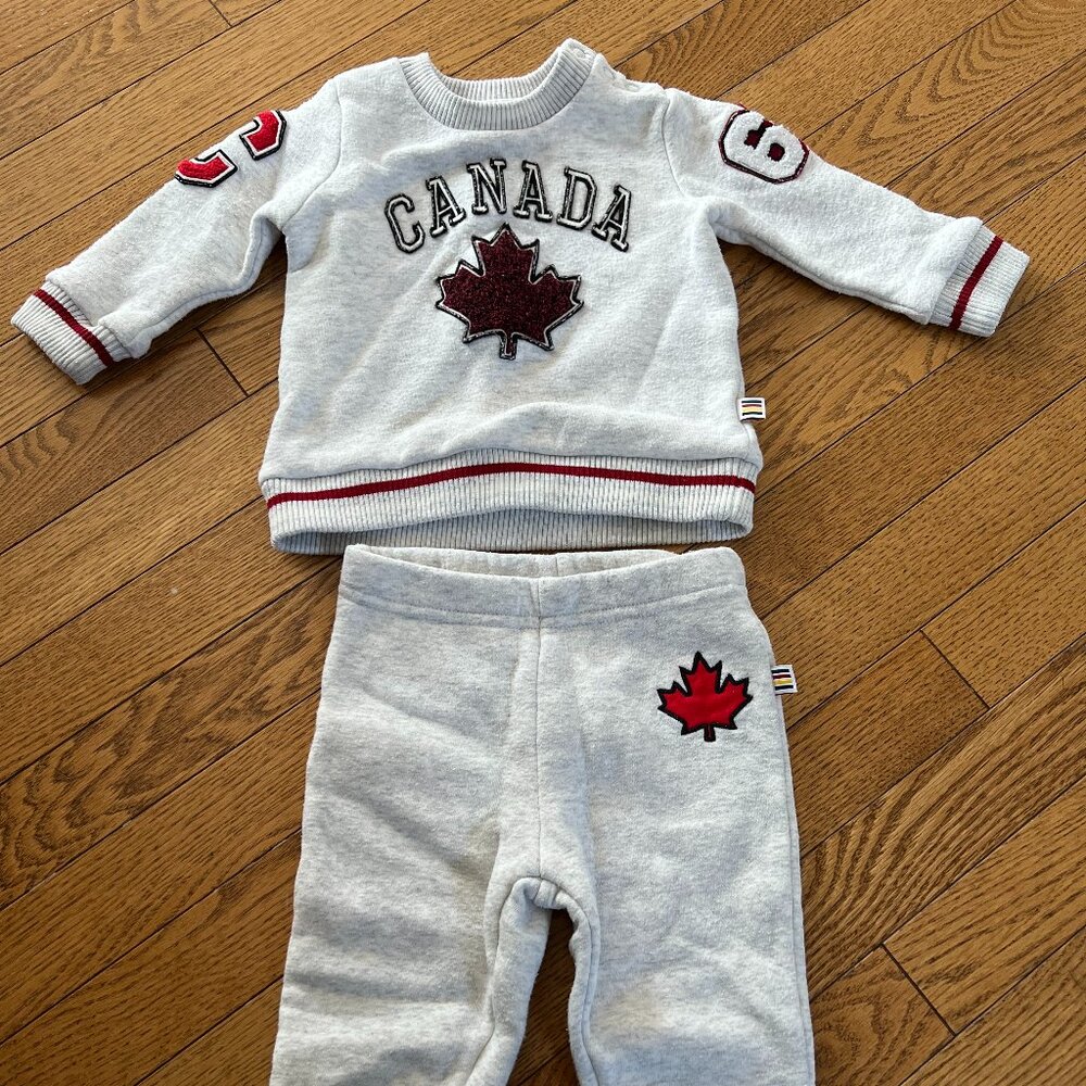 Canada 6-12 Month Sweater and Sweat Pants Set
